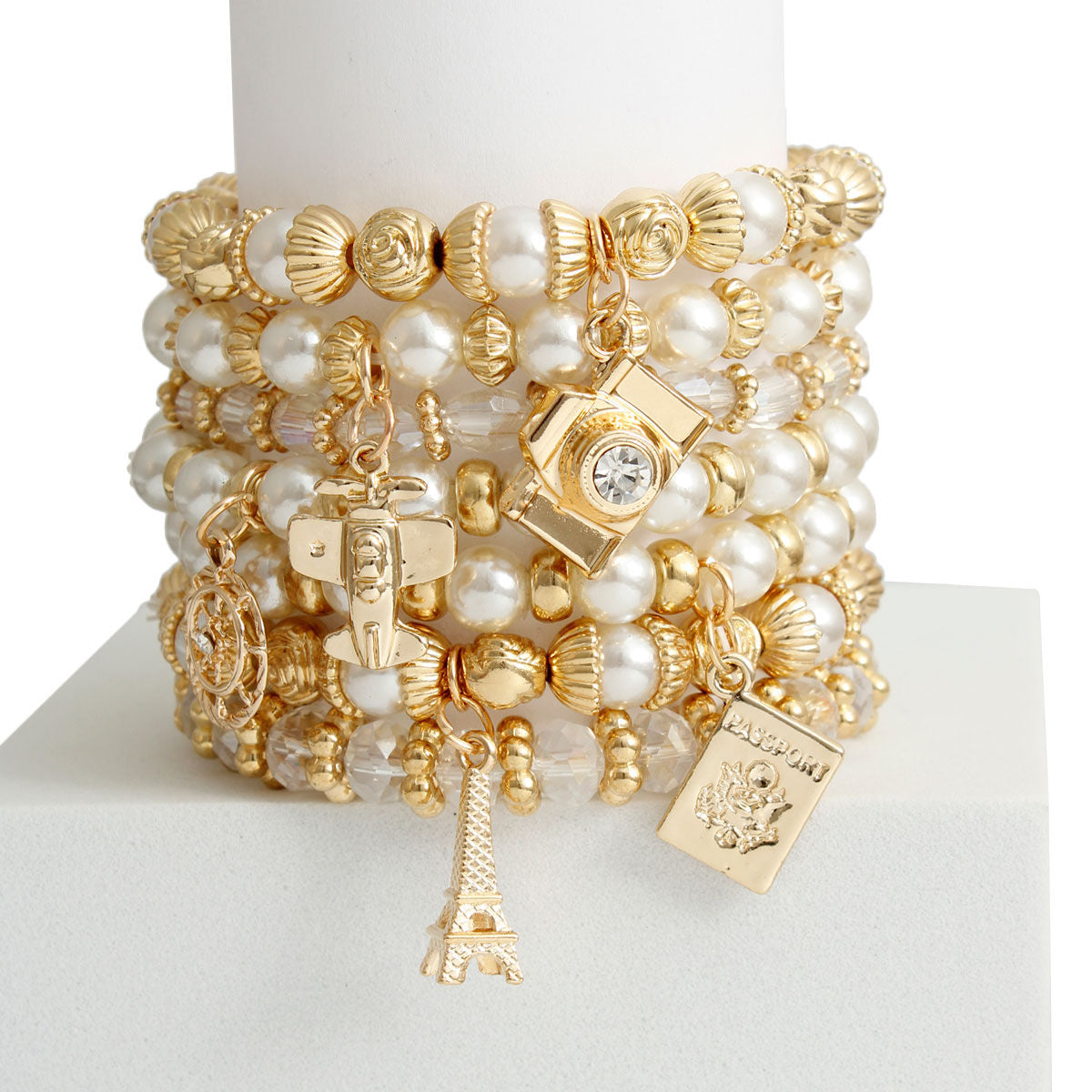 Cream 7 Strand Travel Bracelets