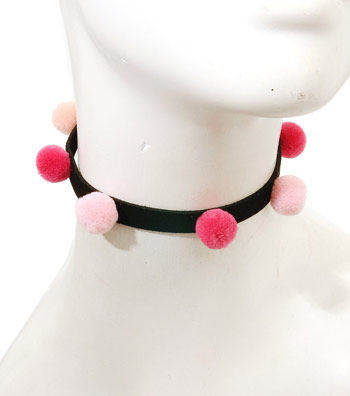 Pink Pom Pom Choker Set