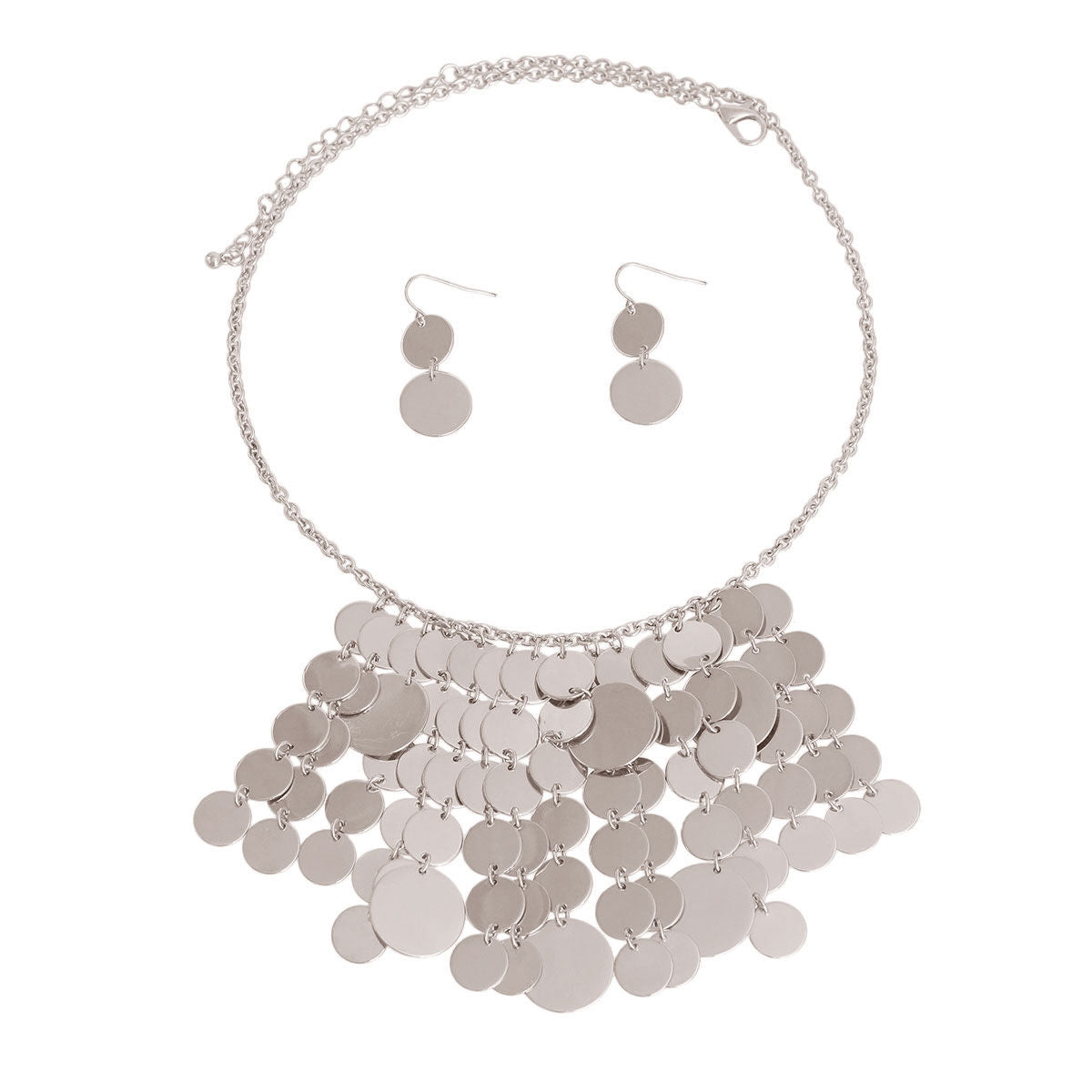 Silver Linked Disc Necklace