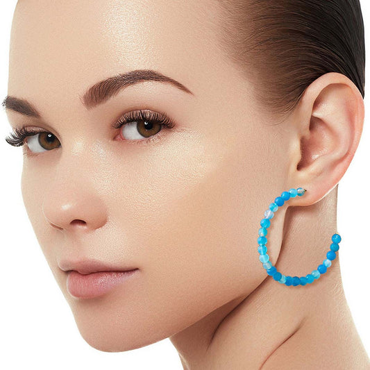45mm Aqua Stone Hoops