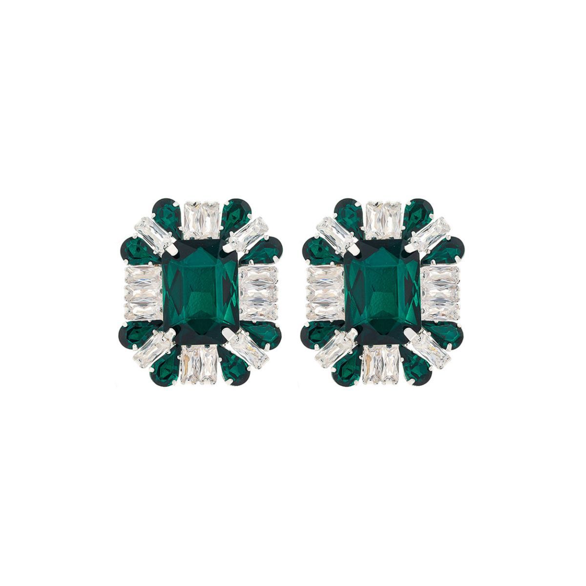 Green Rectangle CZ Studs