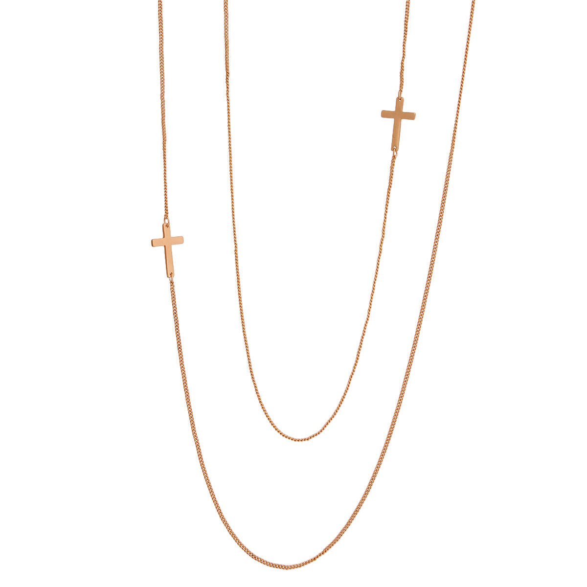 Burnished Gold Station Cross Necklace