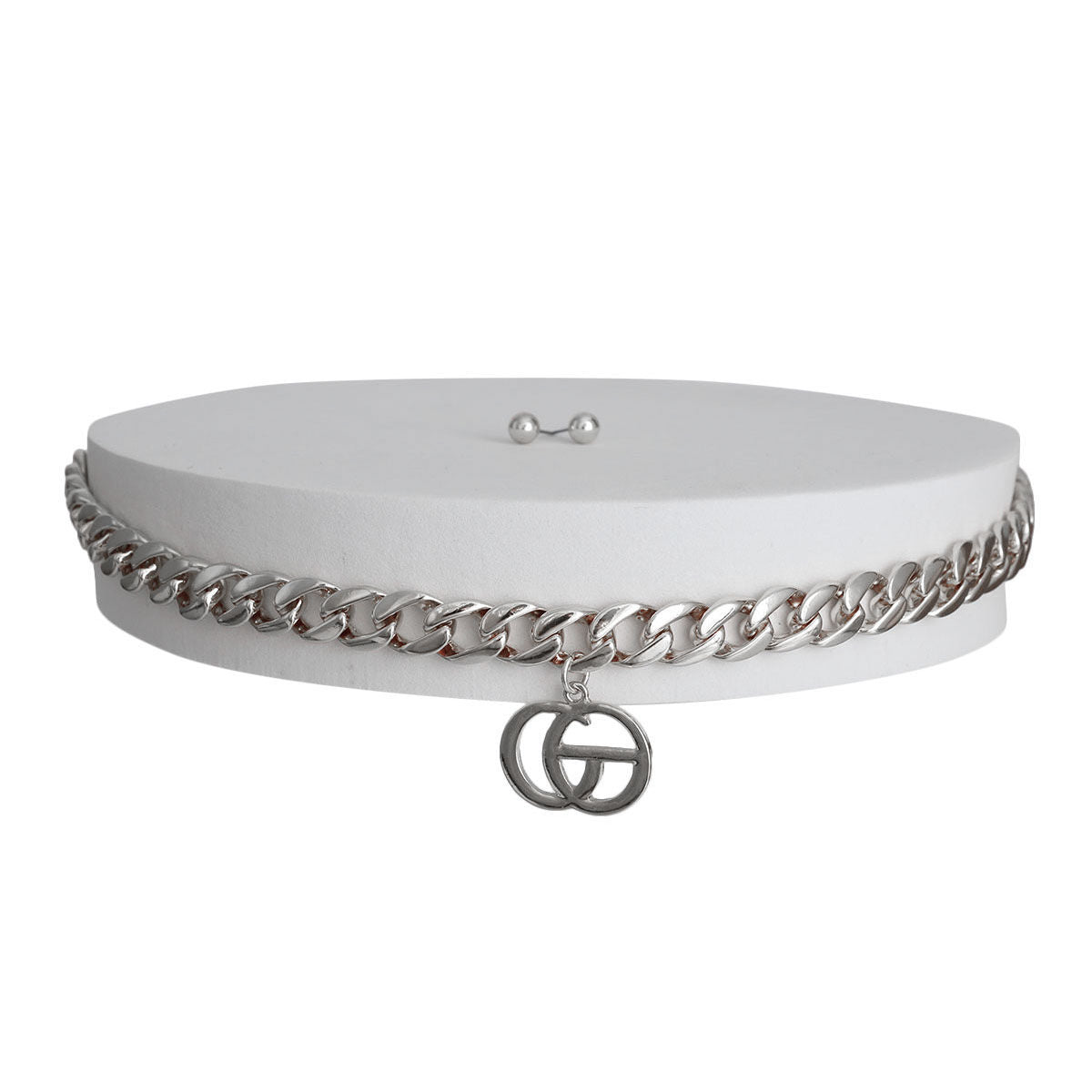 Silver Metal Chain Letter Charm Choker